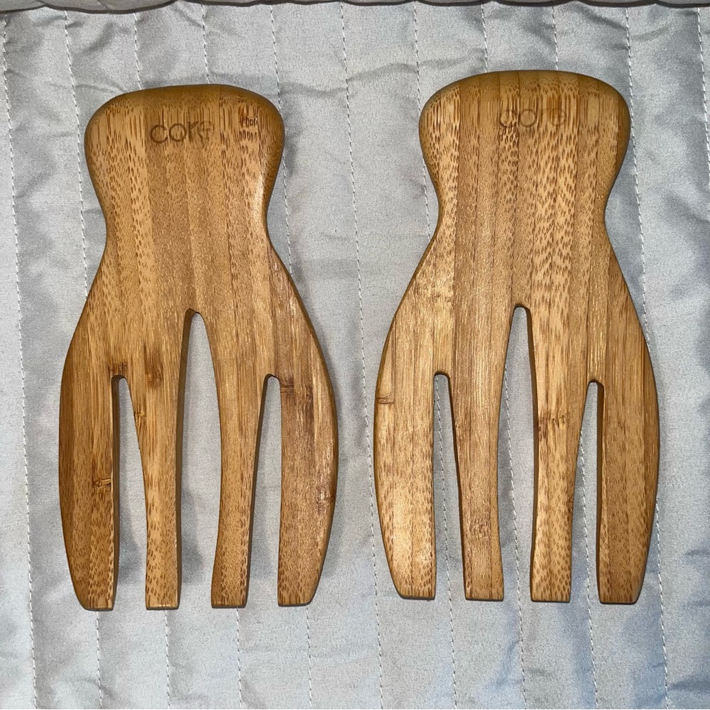 CORE Bamboo classic salad hands Pasta servers Toss Mix hands free 2 pcs.  7 X 4